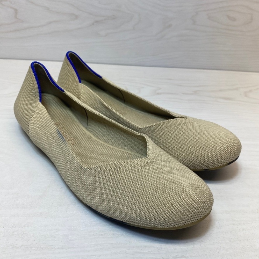 Rothy's Womens 9.5 The Point Flats Sustainable Knit Sand Tan Beige‎ Shoes